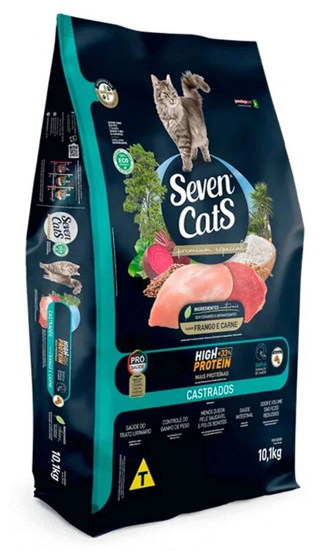 Seven Cats Castrado High Protein Carne e Frango 10.1kg
