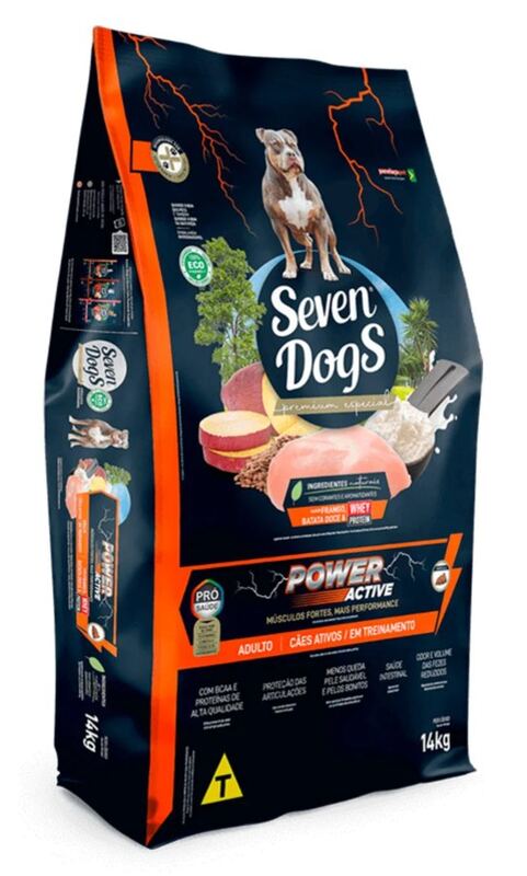 Seven Dogs Adulto Active Power Frango, Batata-Doce e Arroz 14kg